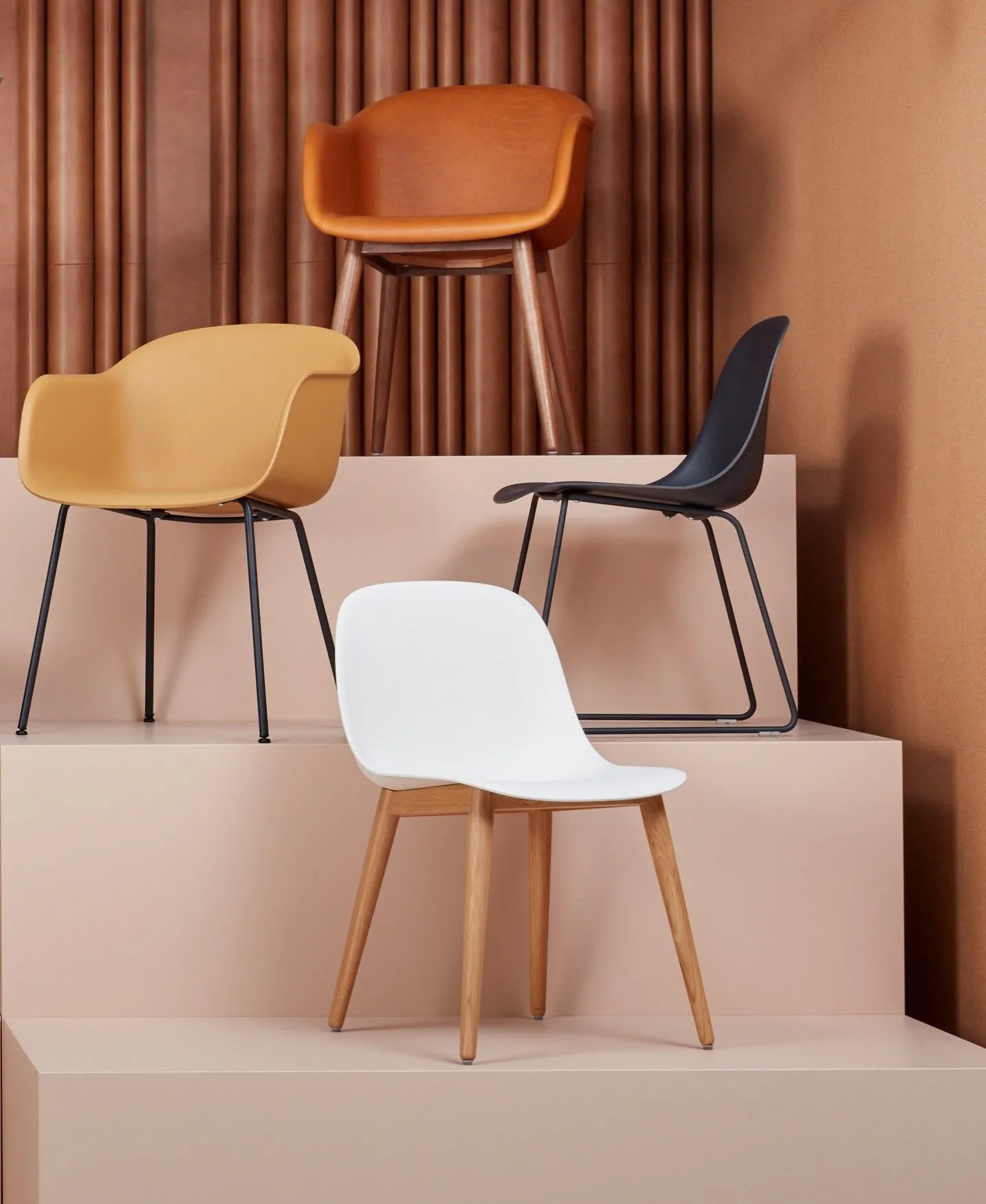 Fiber ArmChair, Wood Base
* Steelcut Trio #236, Oak Base